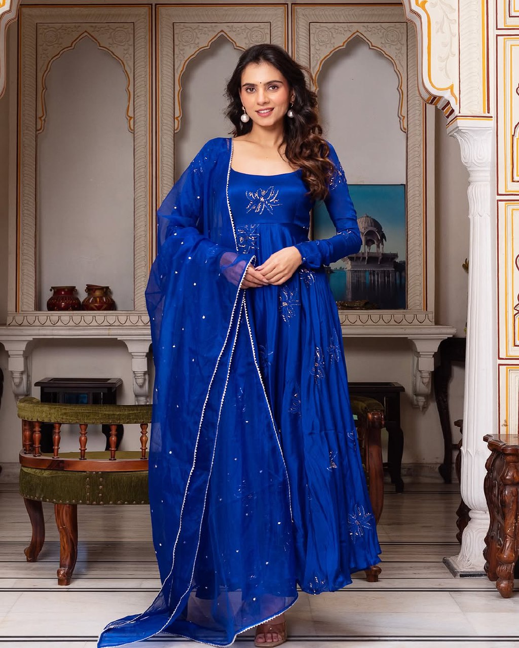 Royal Blue Anarkali Gown Set