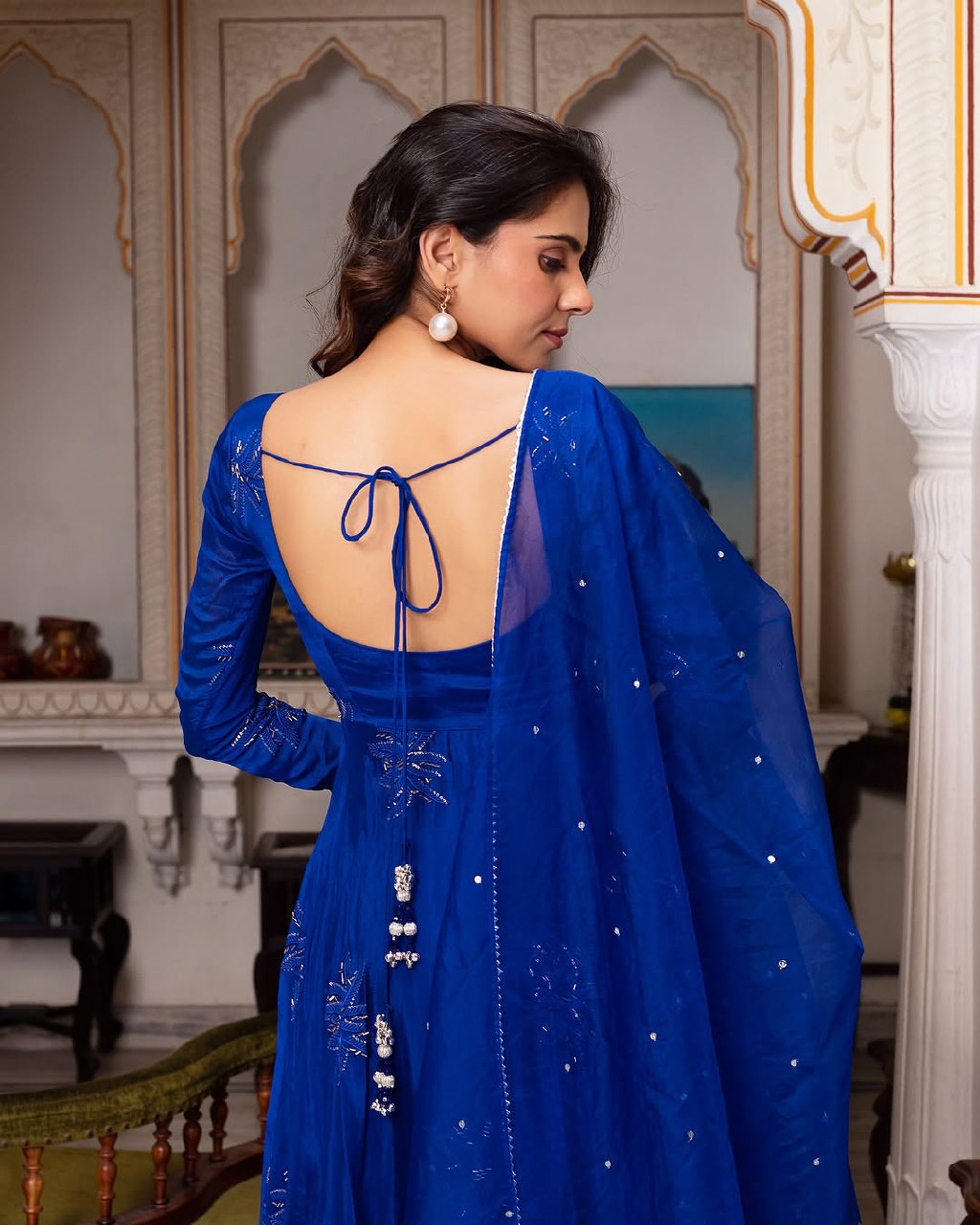 Royal Blue Anarkali Gown Set