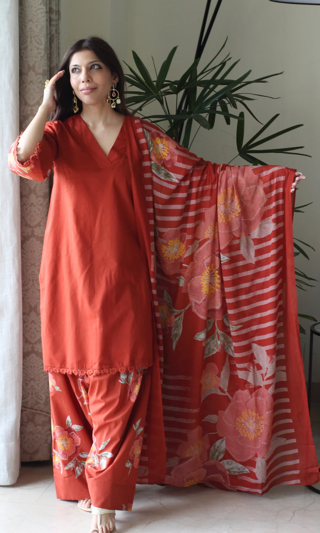 Navy Blue Gulzar Kurta with Farshi Salwar & Cotton Dupatta