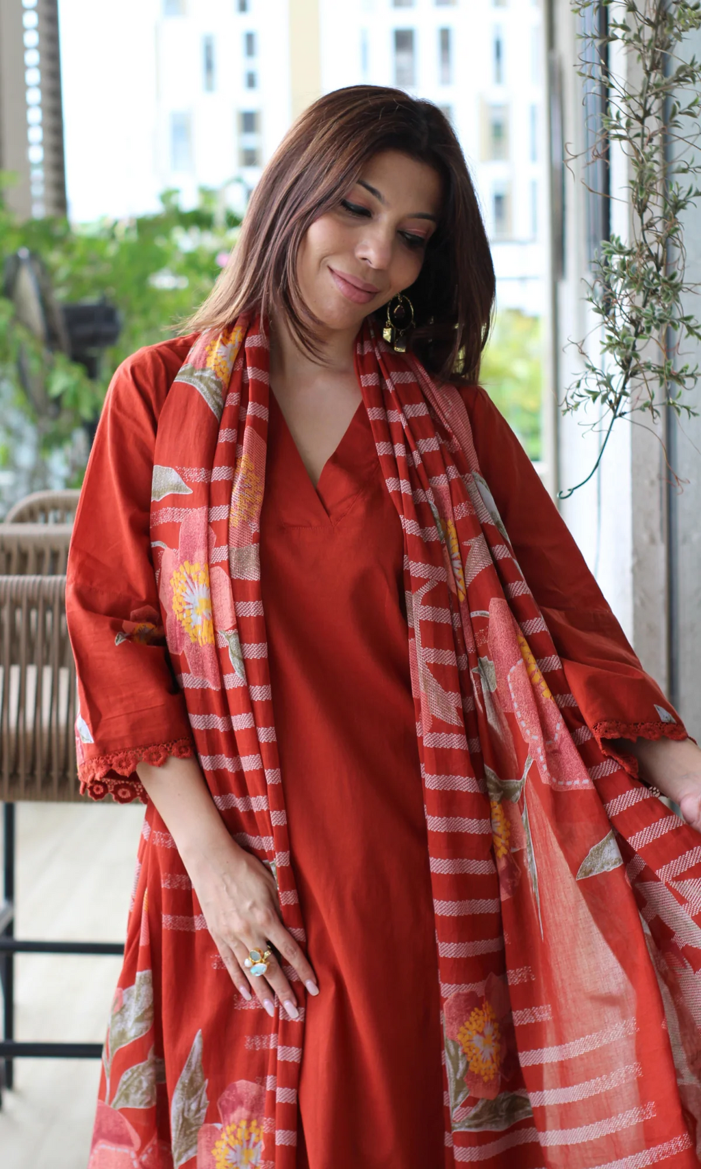 Navy Blue Gulzar Kurta with Farshi Salwar & Cotton Dupatta