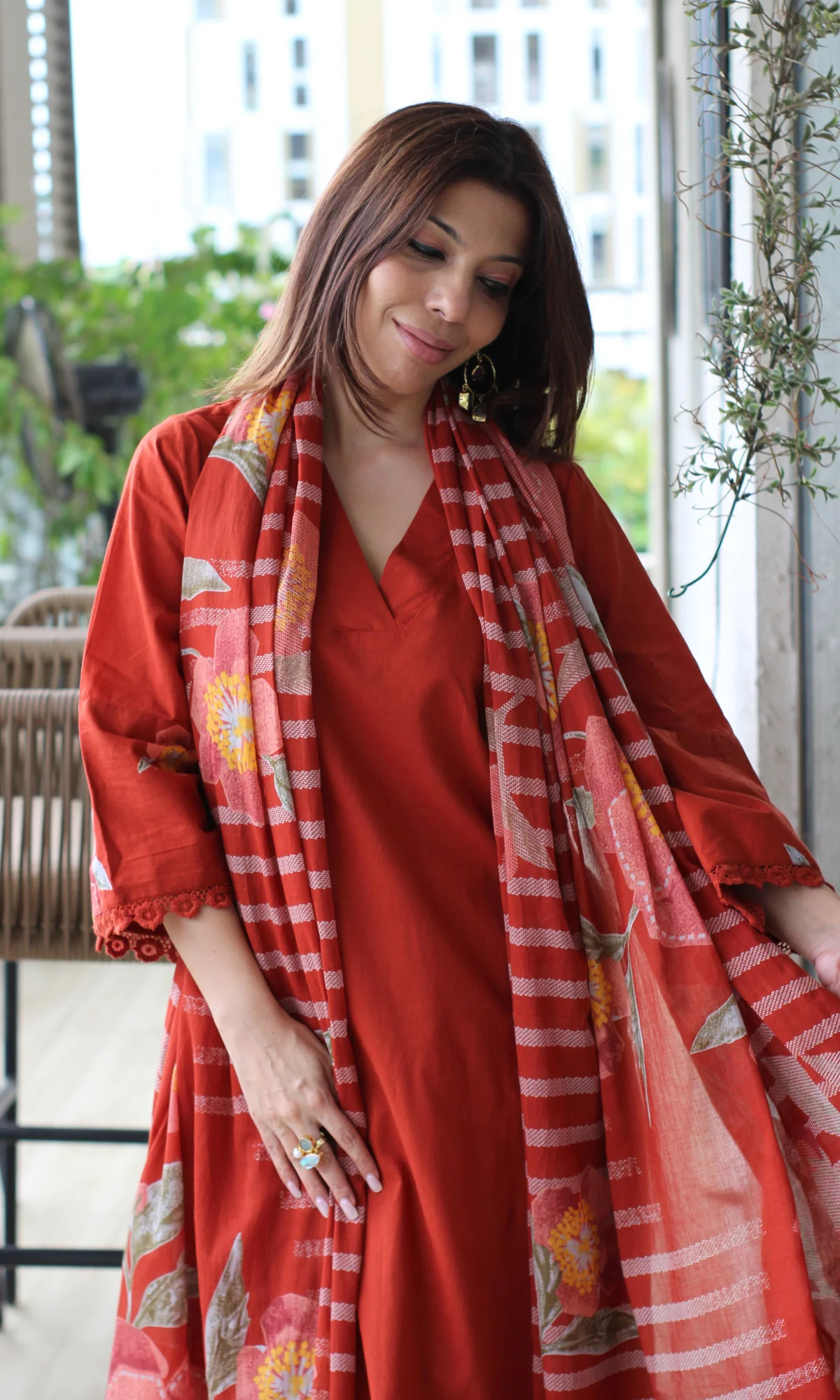 Navy Blue Gulzar Kurta with Farshi Salwar & Cotton Dupatta