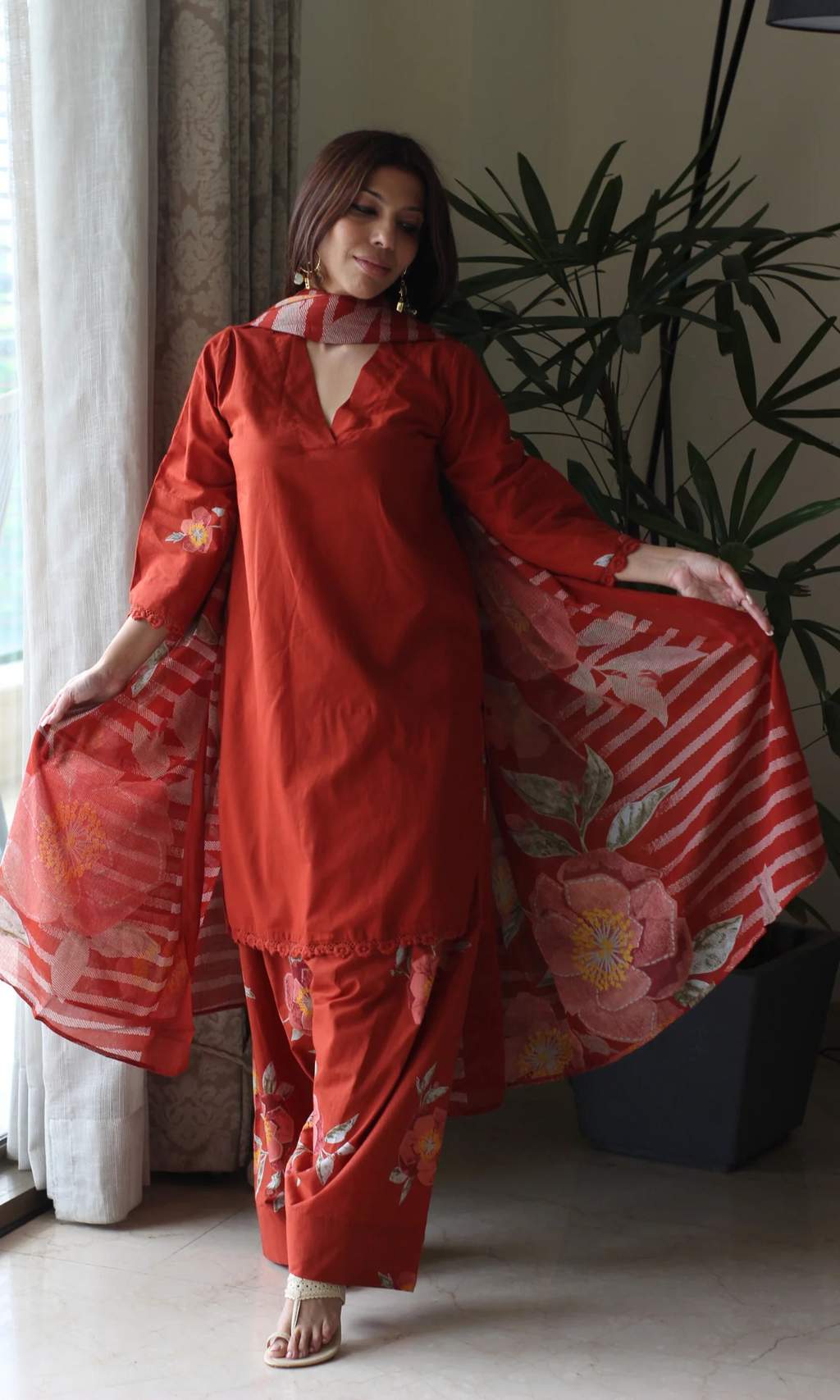 Navy Blue Gulzar Kurta with Farshi Salwar & Cotton Dupatta