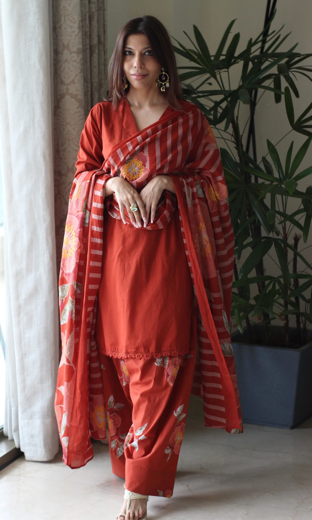 Navy Blue Gulzar Kurta with Farshi Salwar & Cotton Dupatta