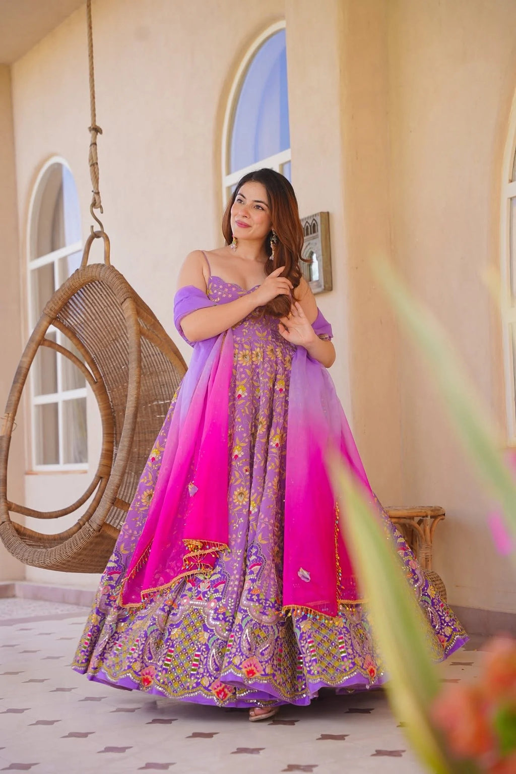 Beautiful Full Thready Work Anarkali Suit Set