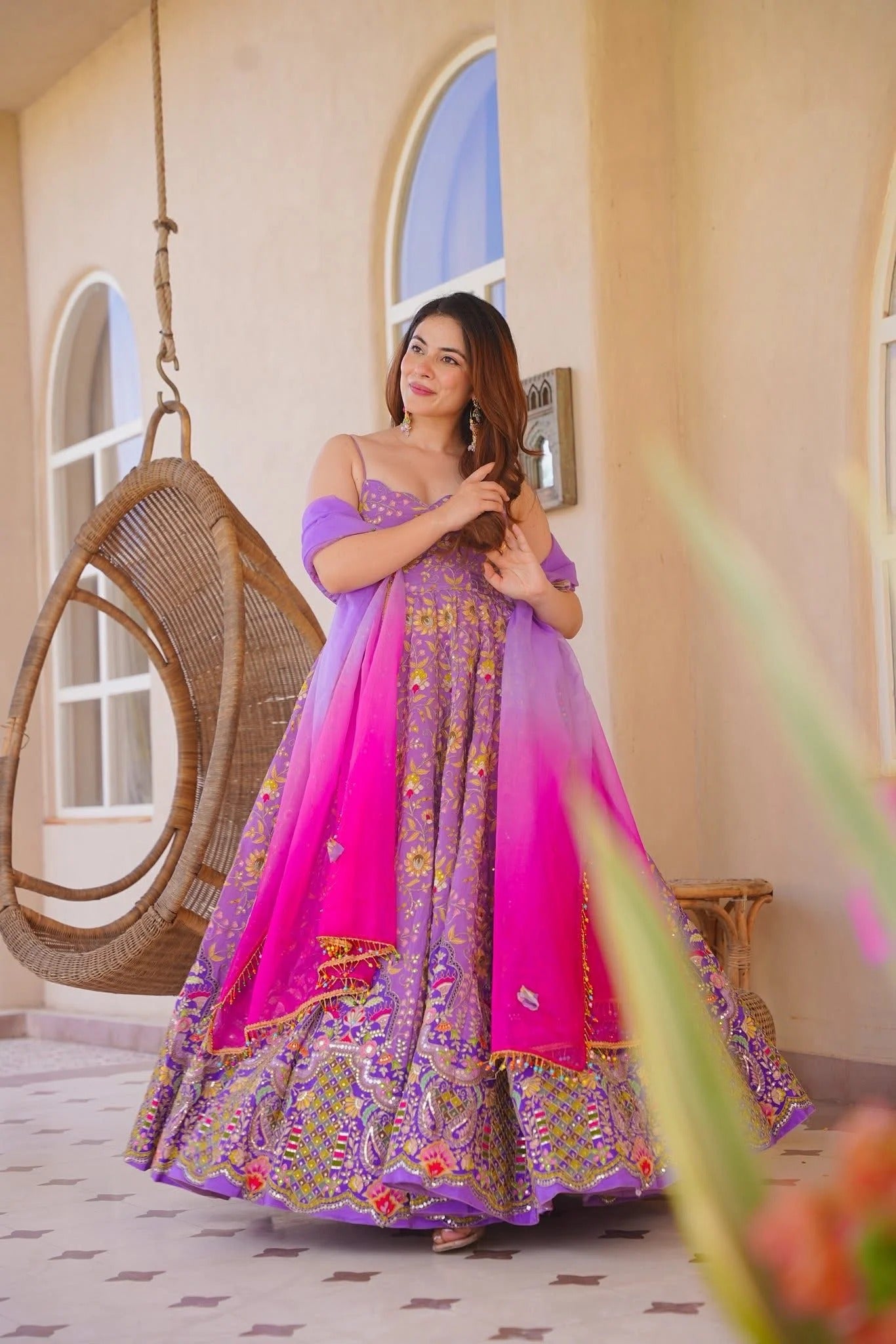 Beautiful Full Thready Work Anarkali Suit Set
