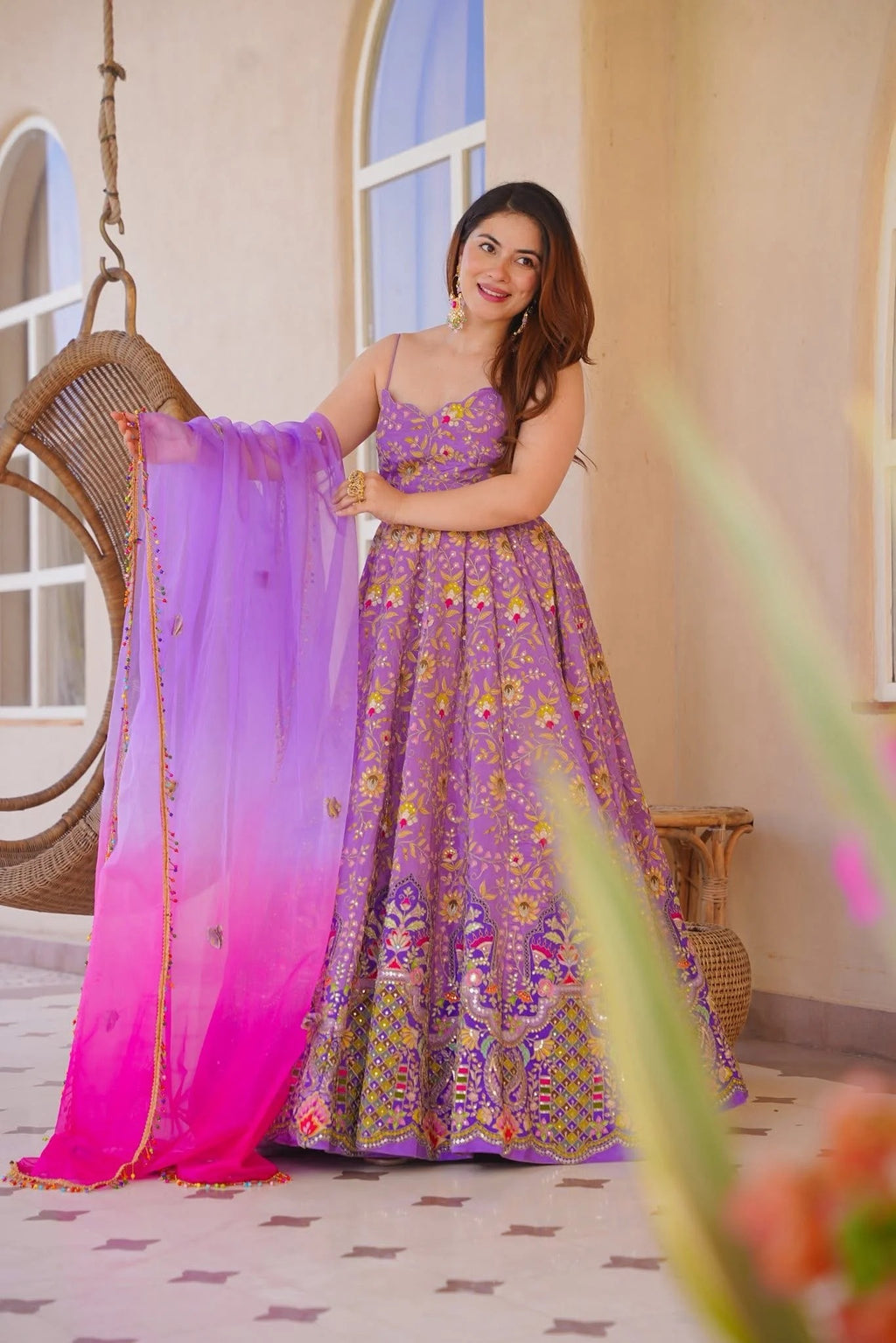 Beautiful Full Thready Work Anarkali Suit Set