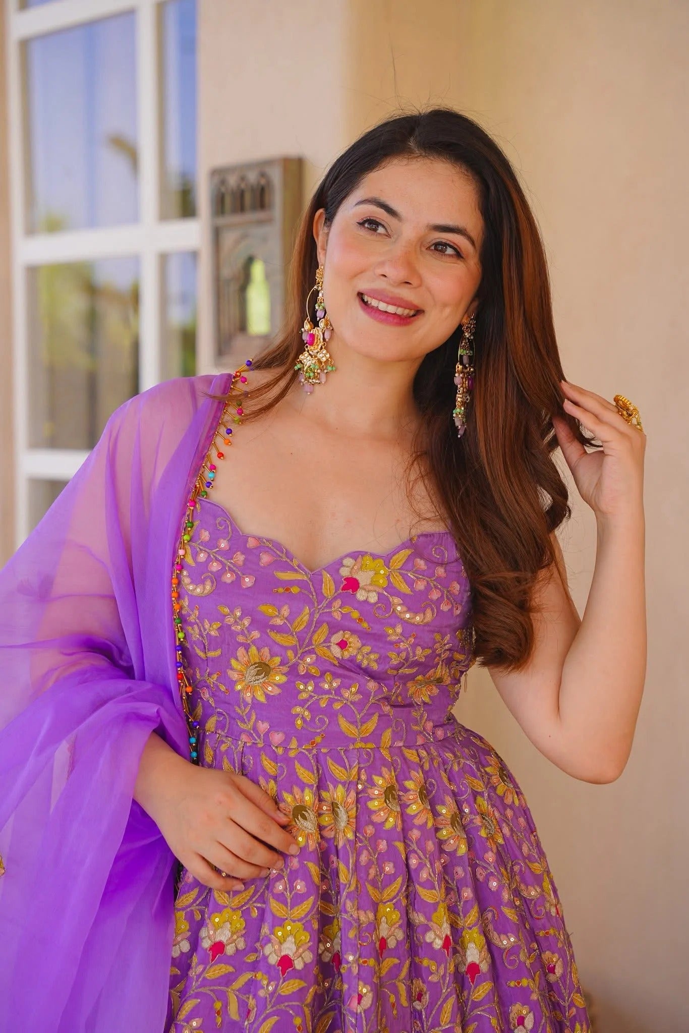 Beautiful Full Thready Work Anarkali Suit Set