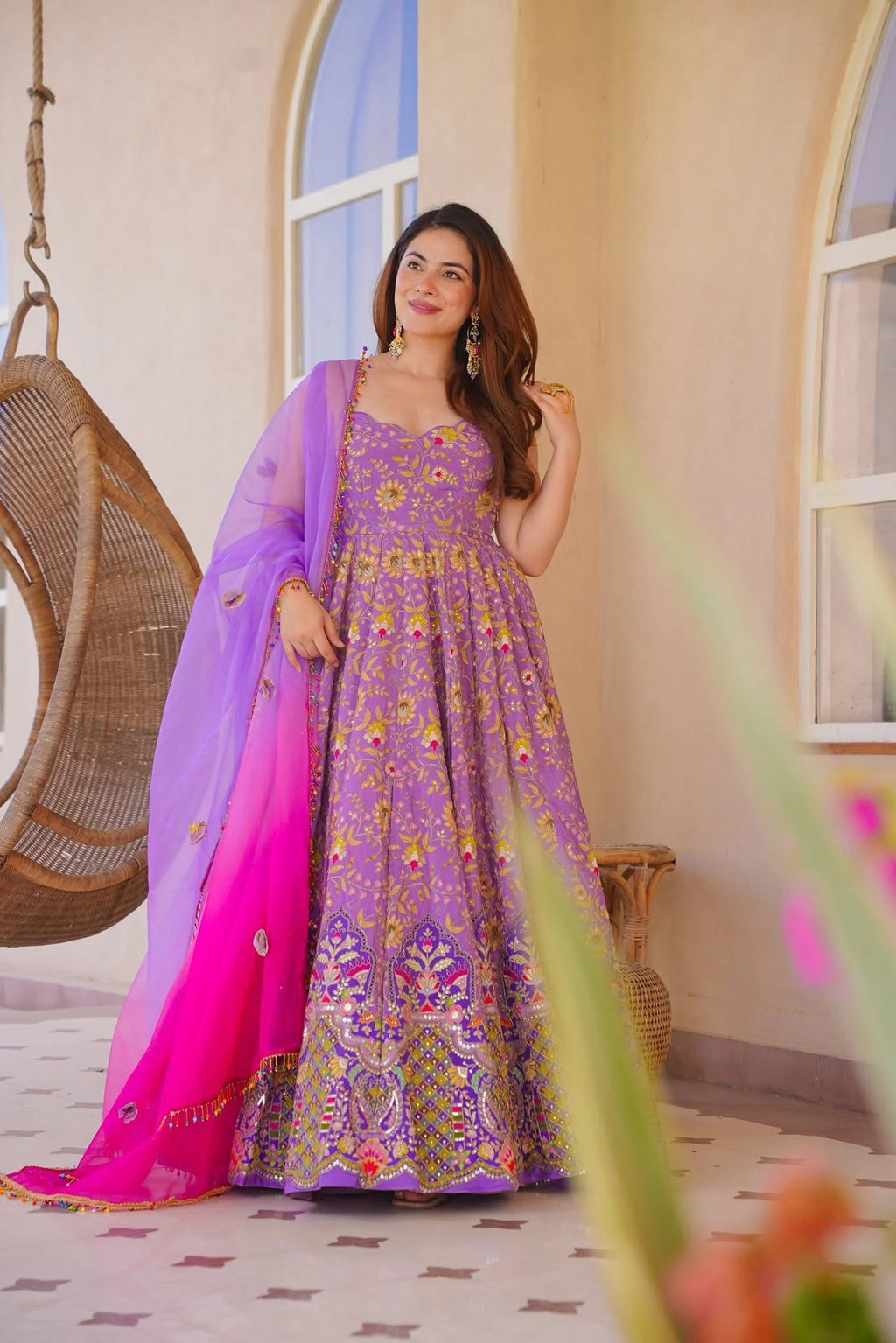 Beautiful Full Thready Work Anarkali Suit Set