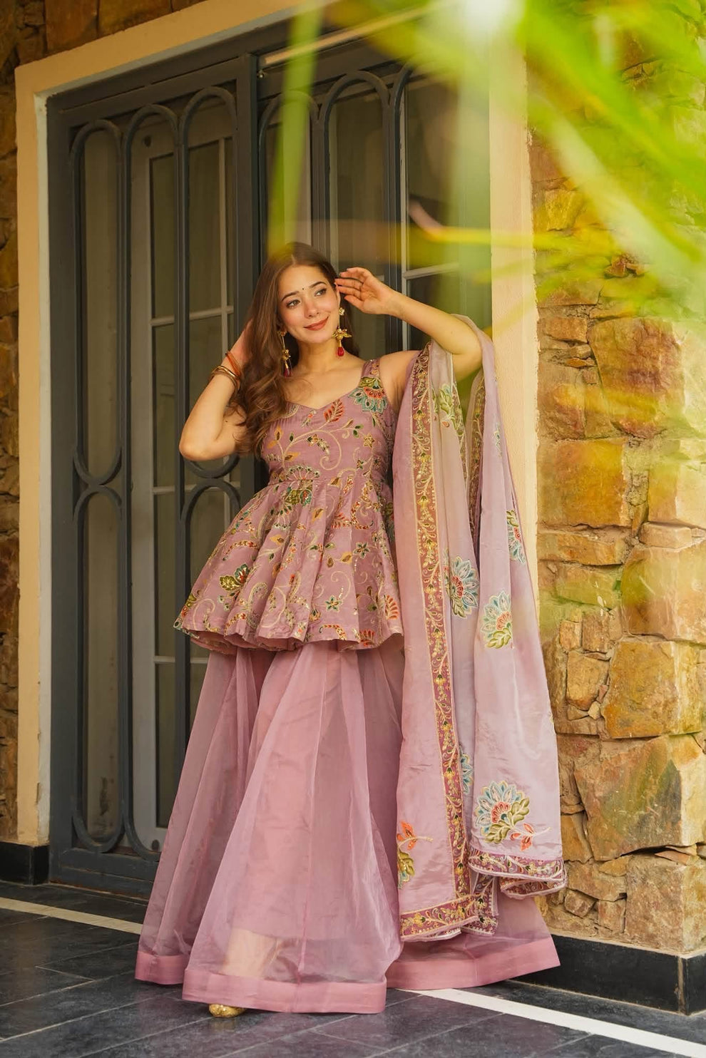 Beautiful Embroidered Top Sharara Set