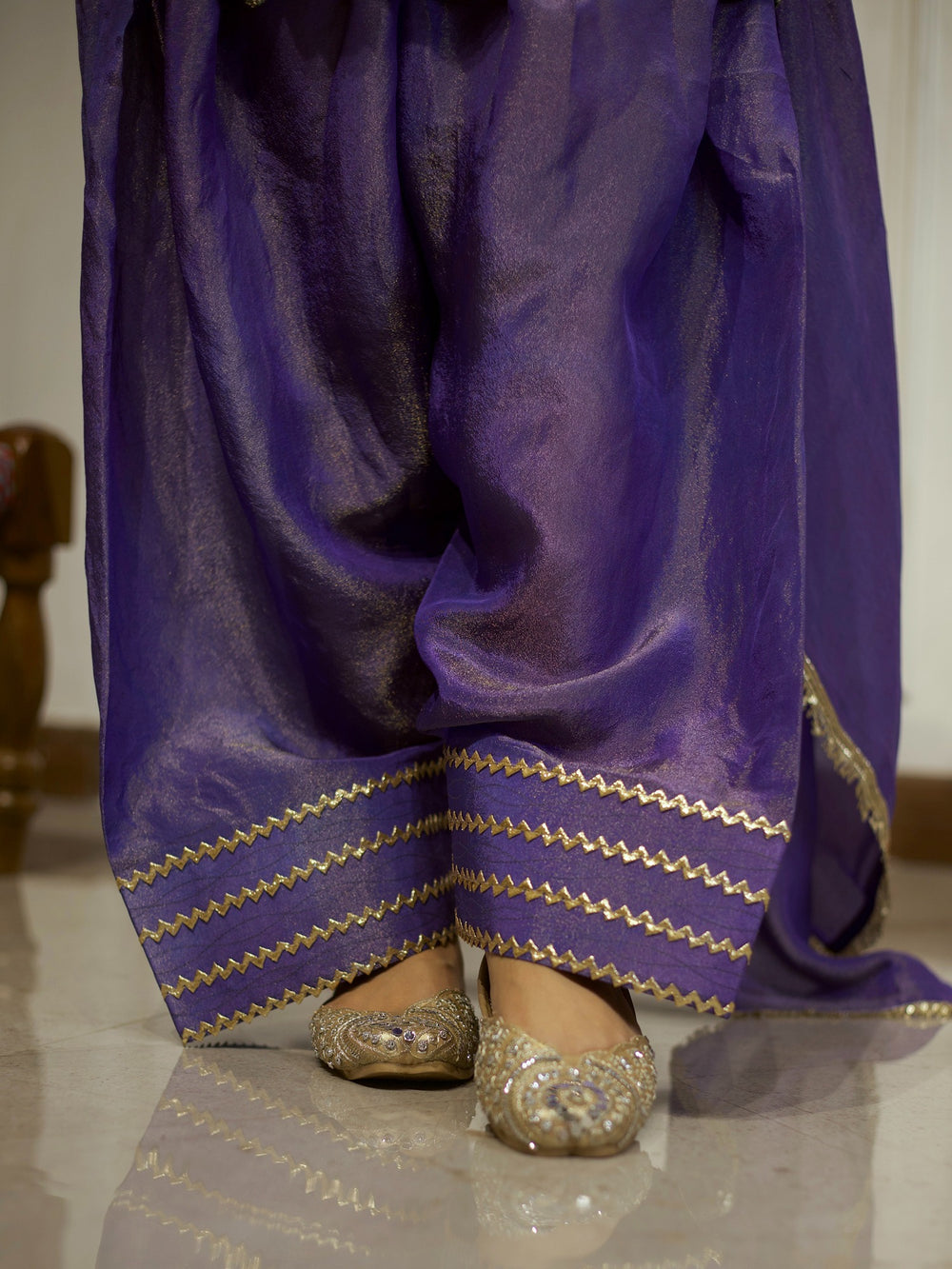Beautiful Teal Green & Purple Embroidered patiyala suit