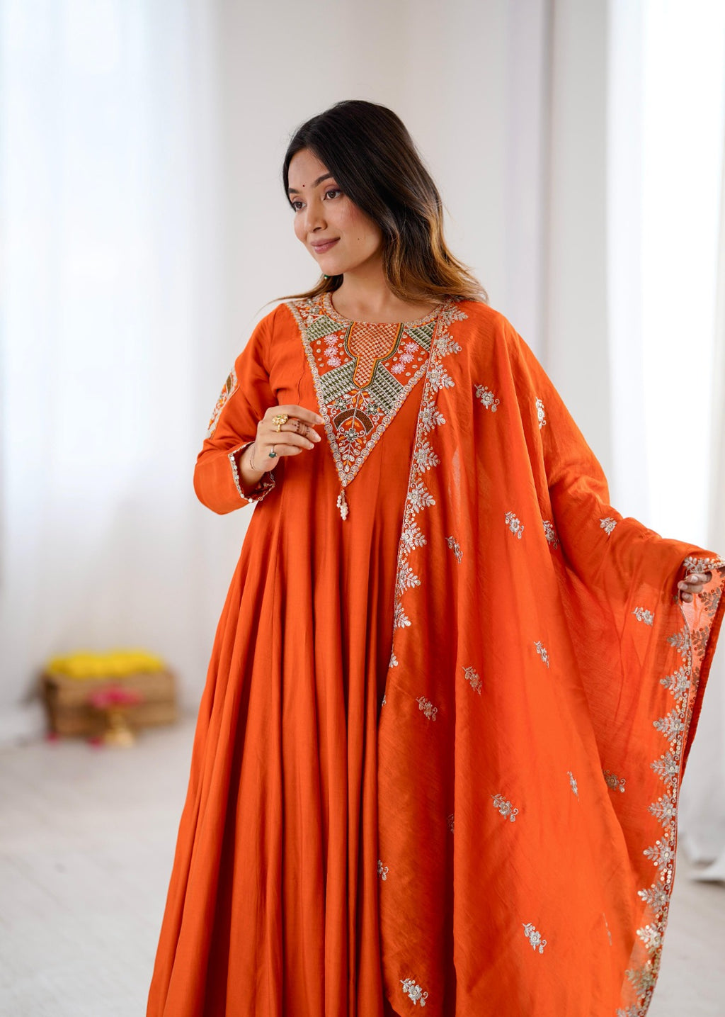 Elegant Embroidered Work Anarkali Suit Set
