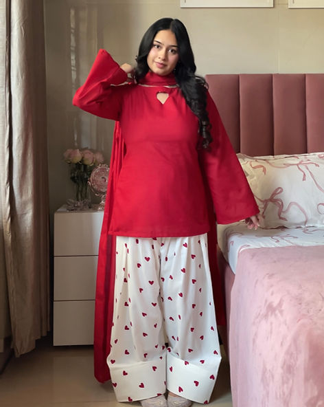 Red Heart Farshi Salwar Suit With Duptta