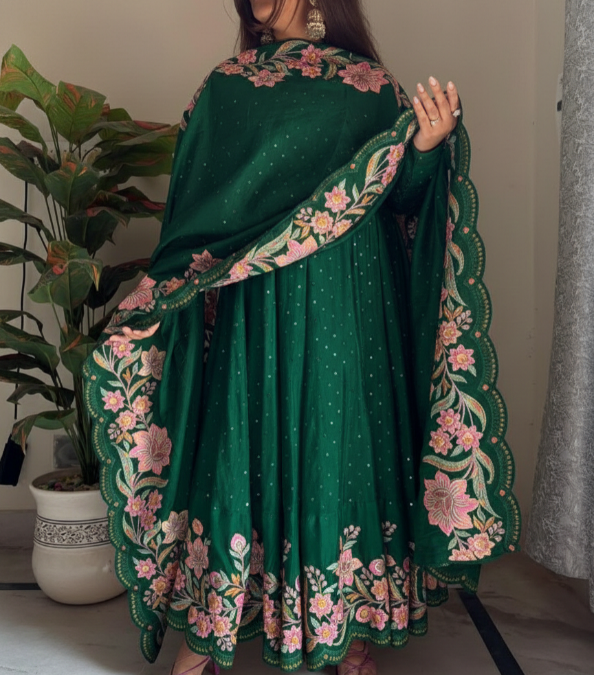Embroidered Tissue Silk Traditional Dress