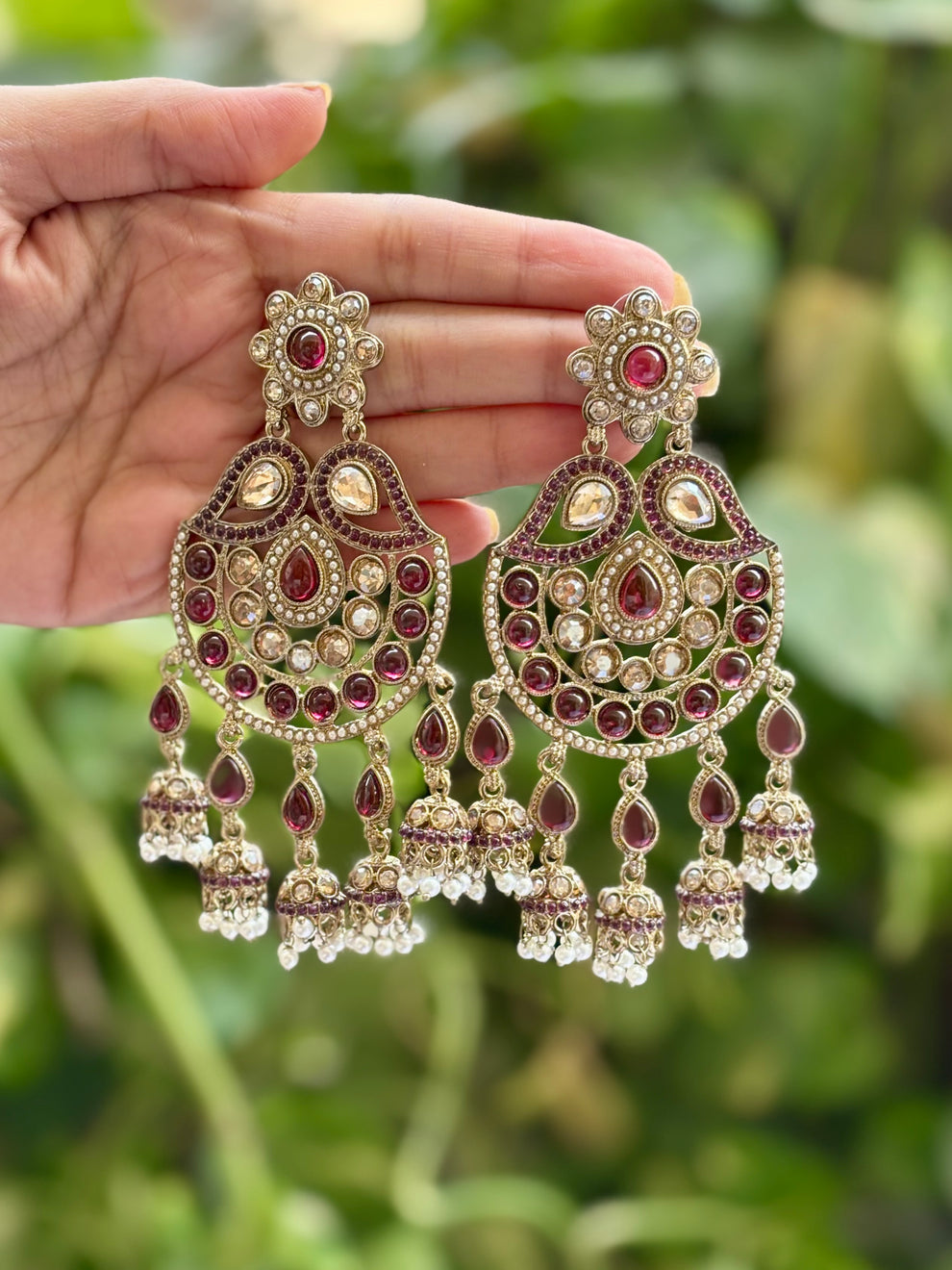 Royal Ruby Kundan Jhumka Earrings