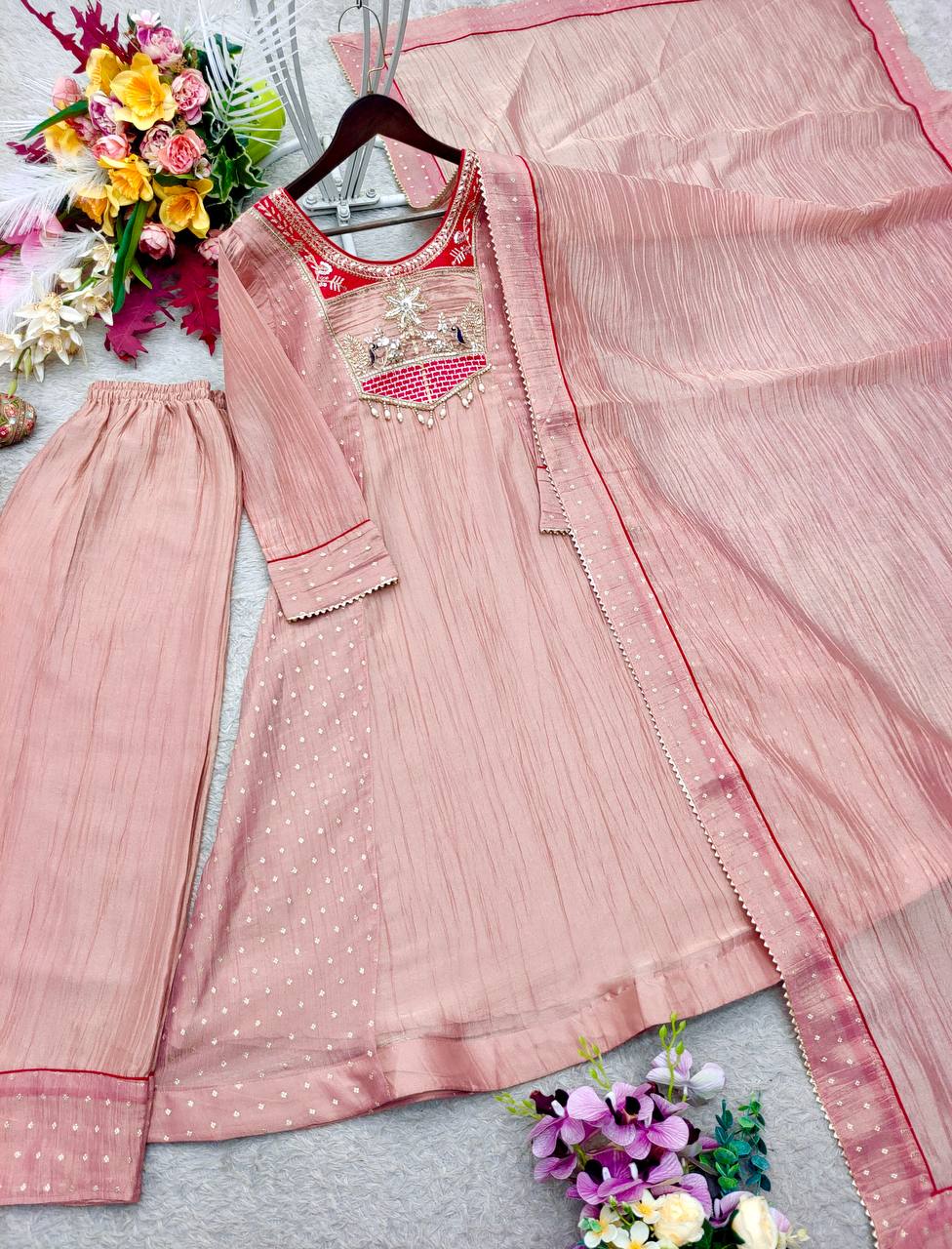 Trending A-Line Cut Salsa Silk Kurta Set