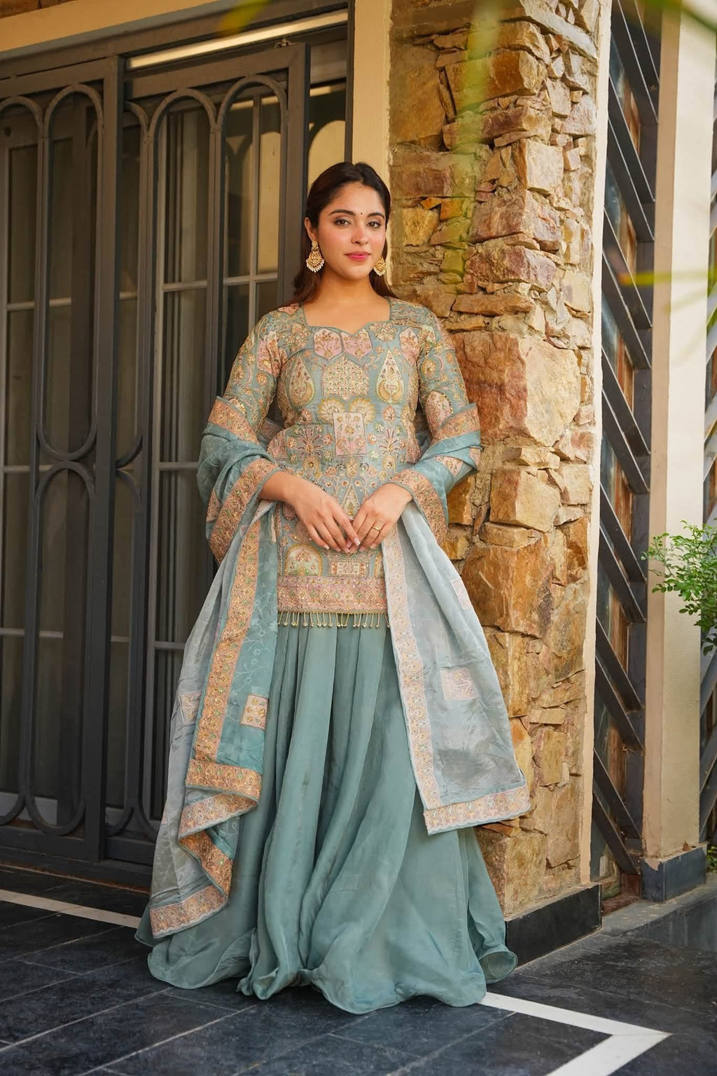 Heavy Embroidered Sharara Set