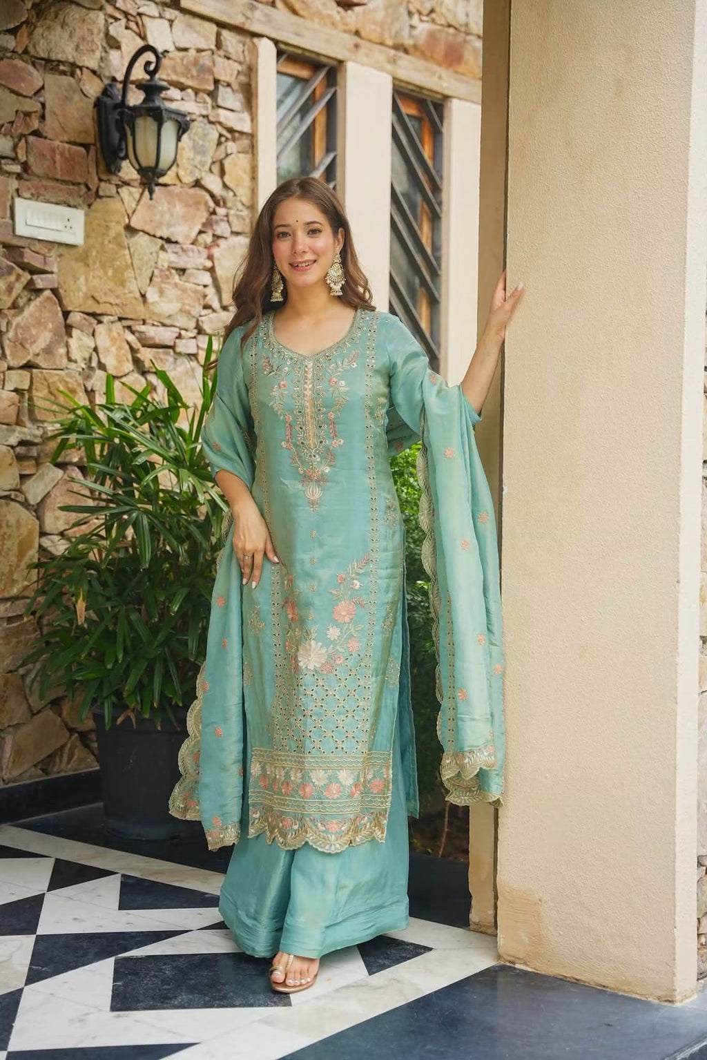 Heavy Embroidered Straight Kurta Set