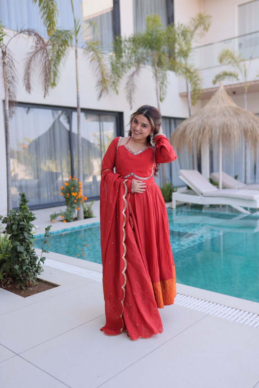 Beautiful Mul Chanderi Silk Anarkali Suit Set
