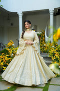 Beautiful Cream Color Full Sequence Work Detailing Lehenga Set