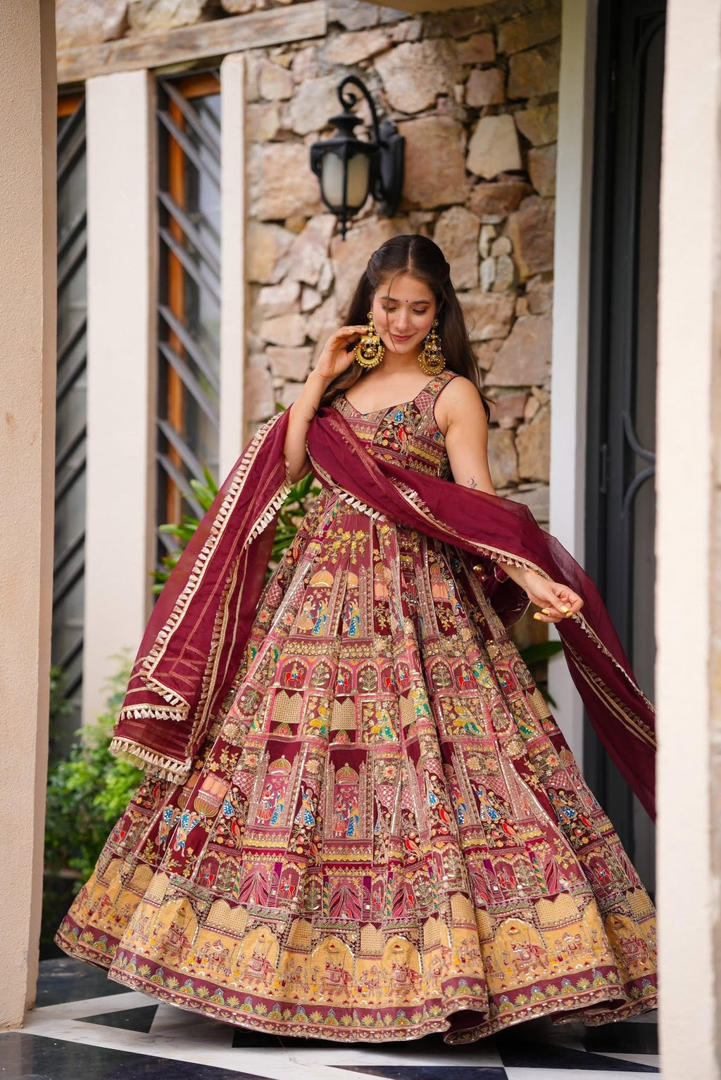 Heavy Embroidered Anarkali Suit Set