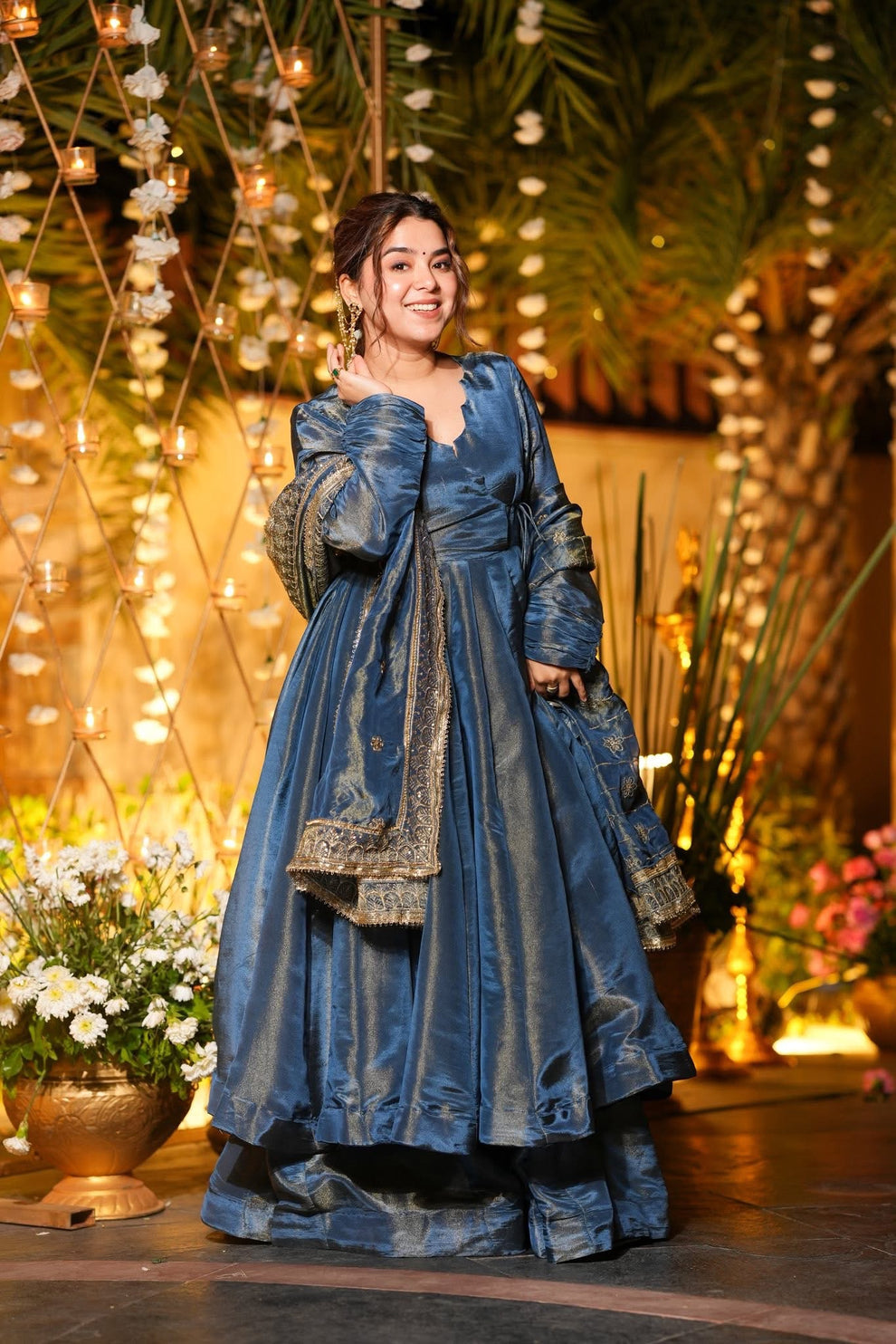 Blue Wedding Wear Anarkali Suit Set