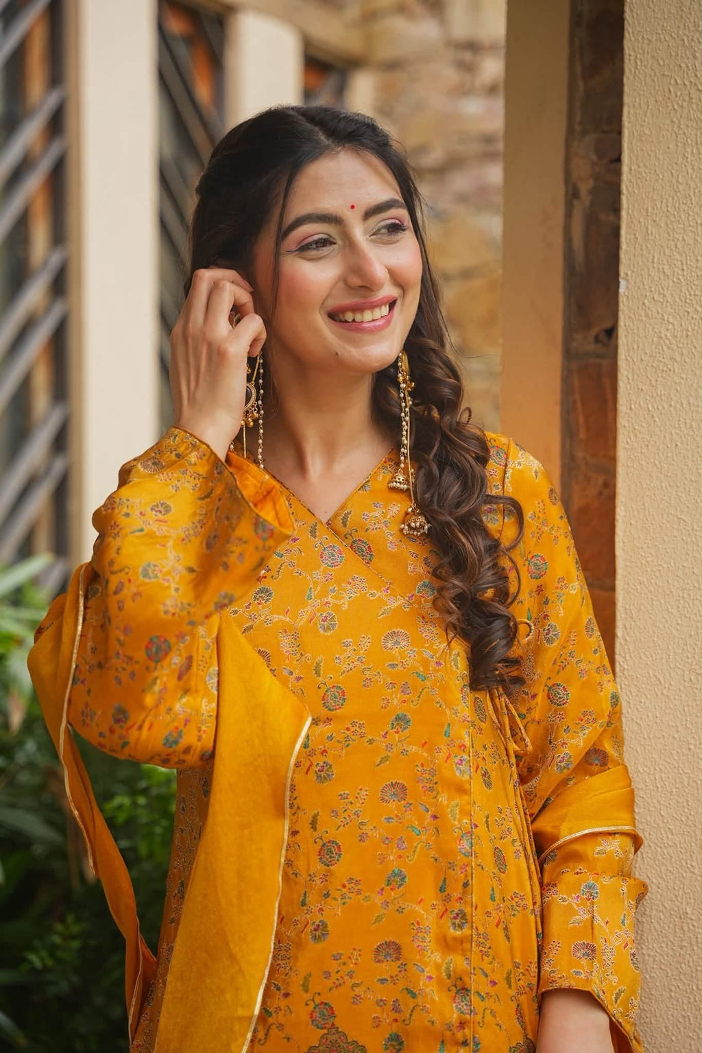 Mustard Ethnic Glam Co-ord Set