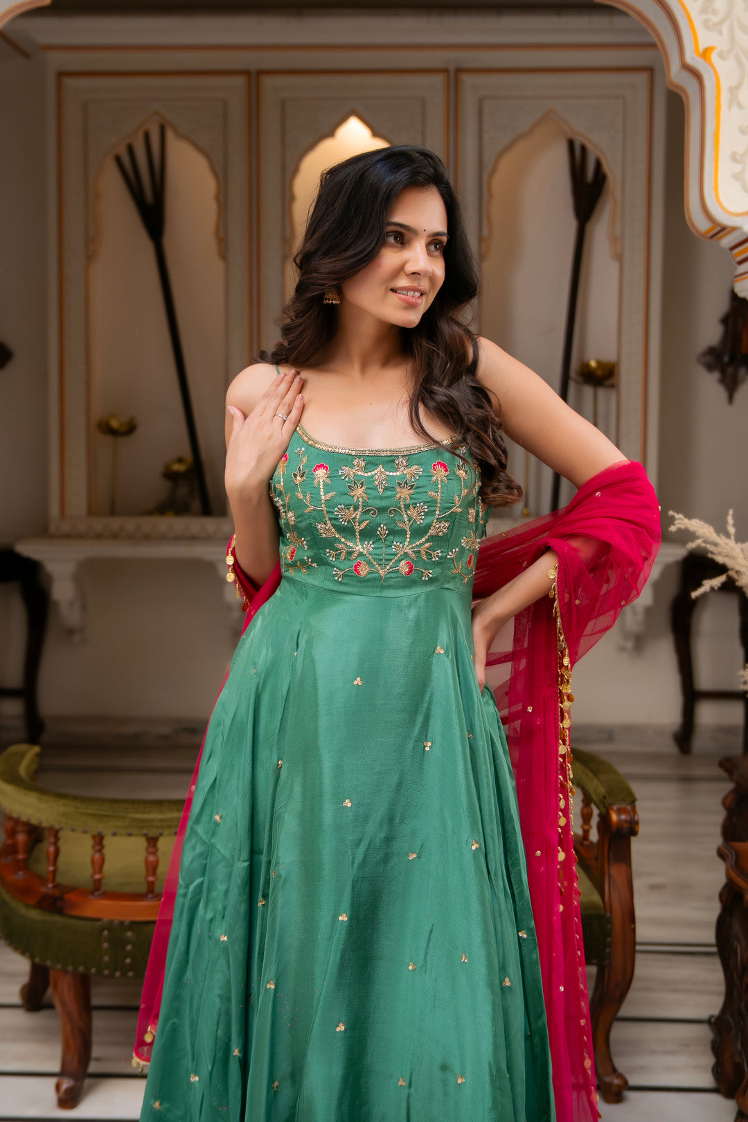 Embroidered Anarkali Suit Set
