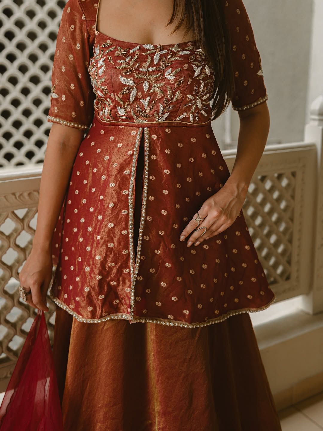 Beautiful Embroidered Top Skirt Set