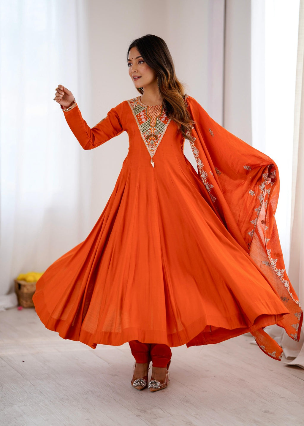 Elegant Embroidered Work Anarkali Suit Set