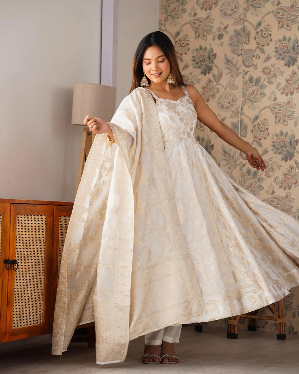 Classic Banarasi Jacquard Silk Anarkali Suit Set