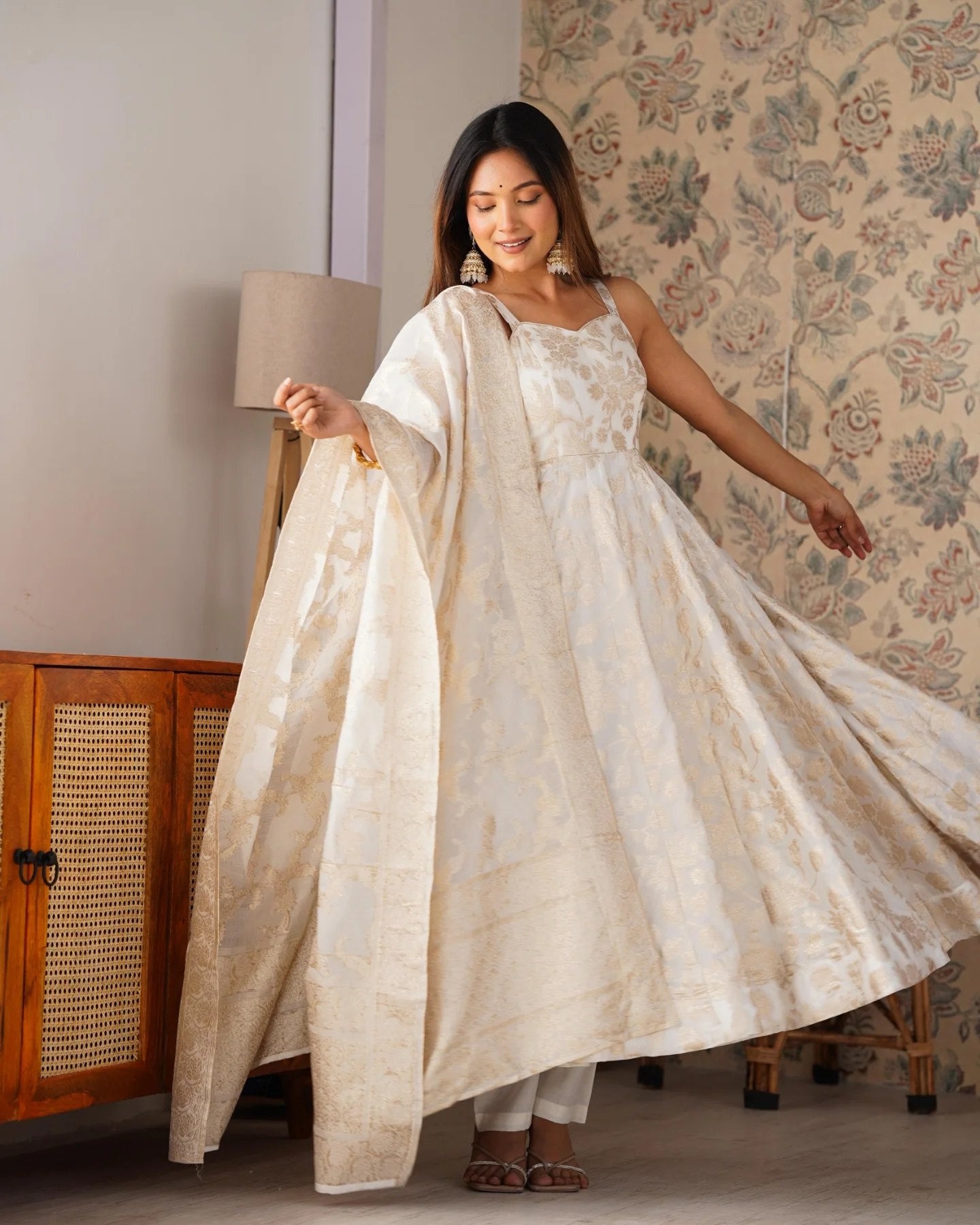 Classic Banarasi Jacquard Silk Anarkali Suit Set