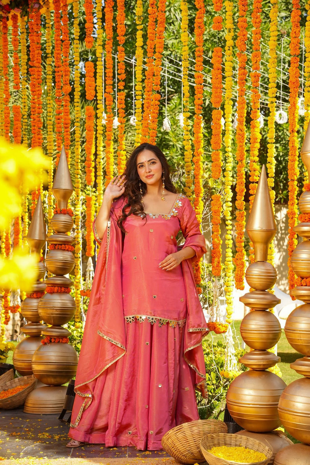 Pink Wedding Wear Sharara Set