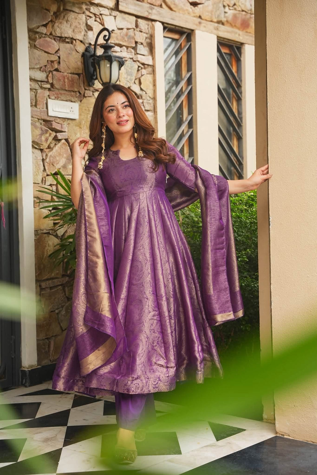 Newly Launch Banarasi Cosmos Anarkali Suit Set
