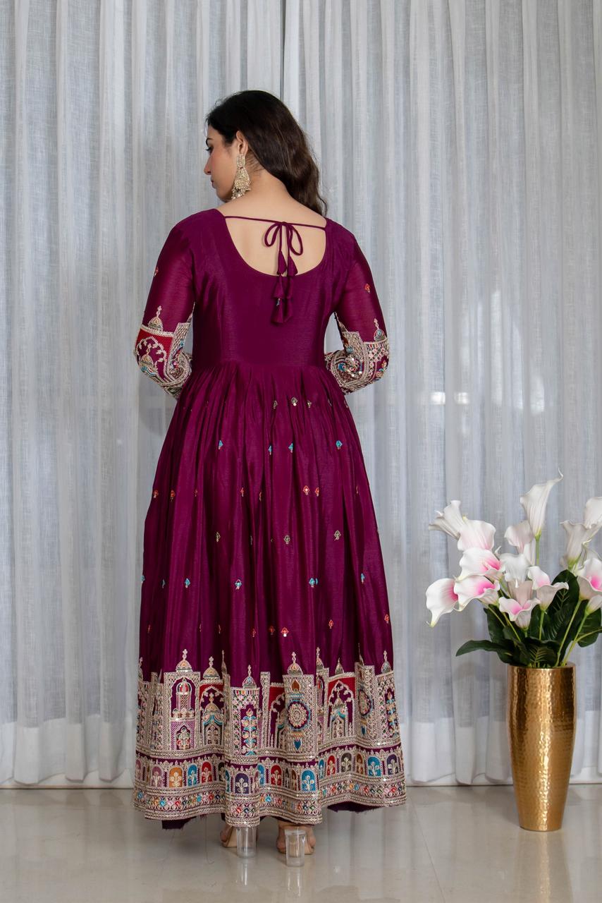 Royal Magenta Embroidered Anarkali Set with Designer Dupatta