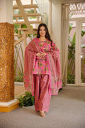 Printed Pink Cotton Farshi Salwar Suit Set
