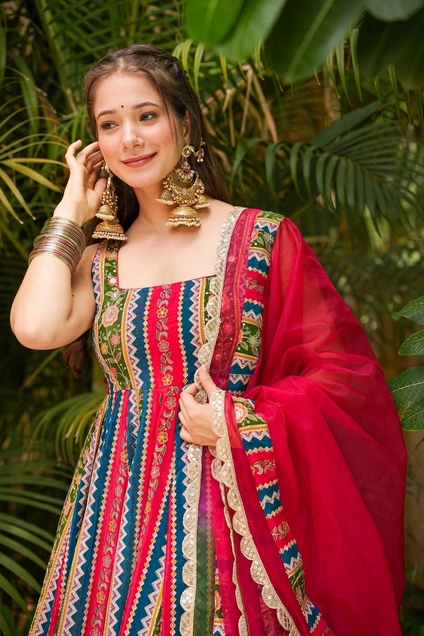 Traditional Heavy Embroidered Work Anarkali Suit Set