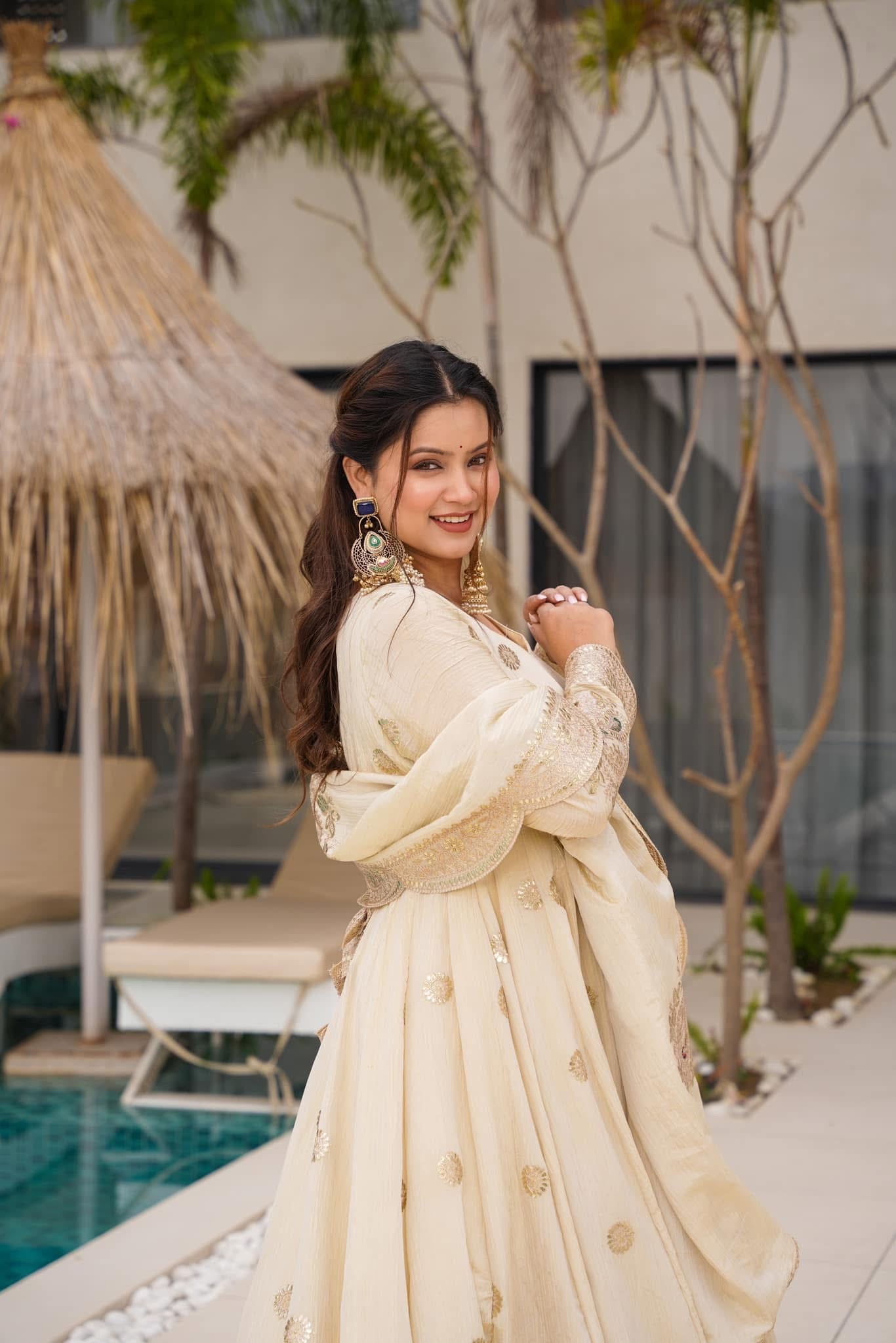 Traditional Crush Cosmos Silk Anarkali Gown Set