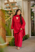 Red Cotton Farshi Salwar Suit
