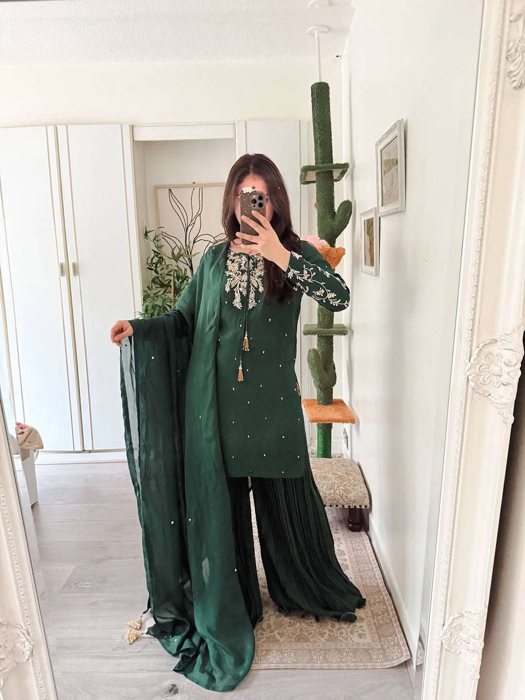 Emerald Green Pleated Sharara Set