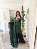 Emerald Green Pleated Sharara Set