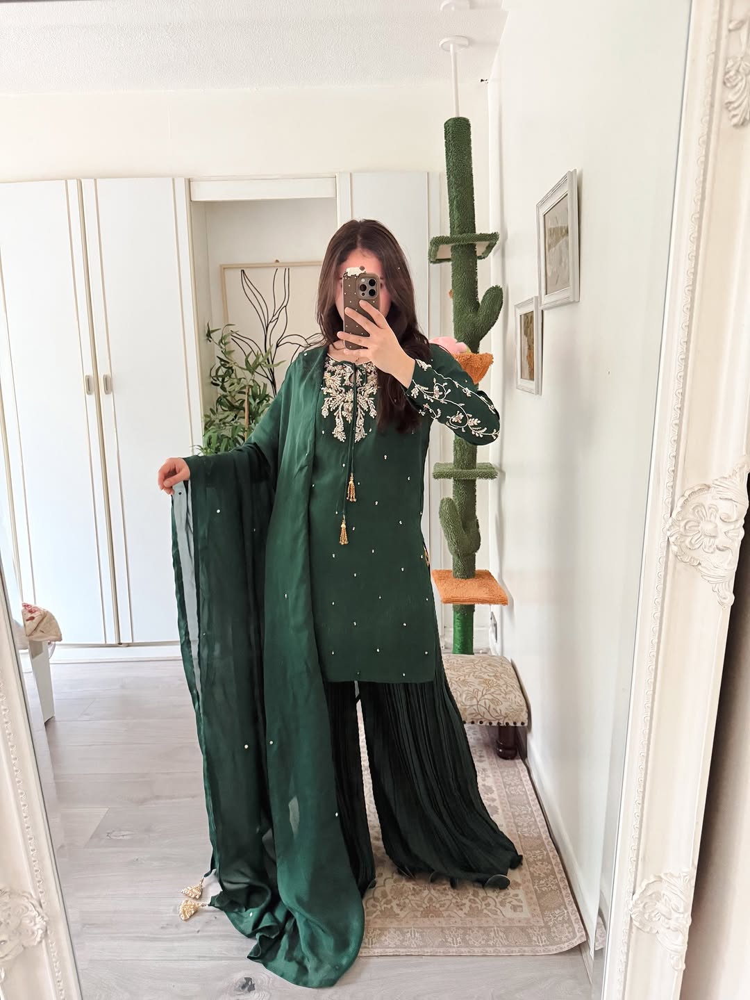 Emerald Green Pleated Sharara Set