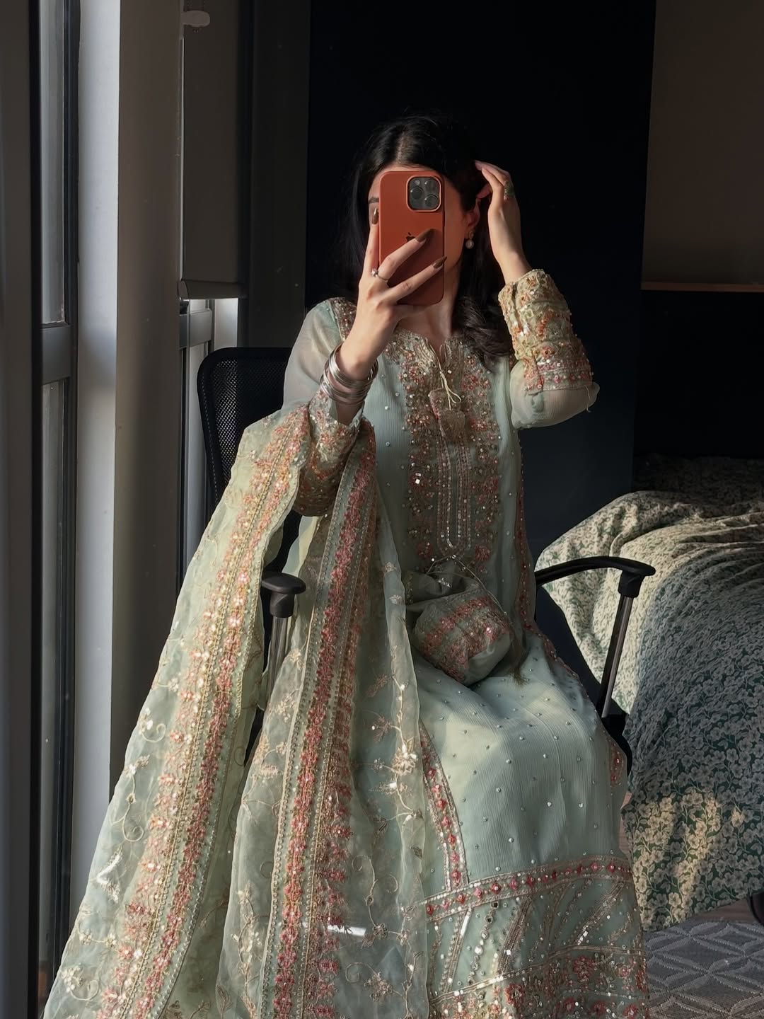 Mint Green Embroidered Pakistani Suit Set