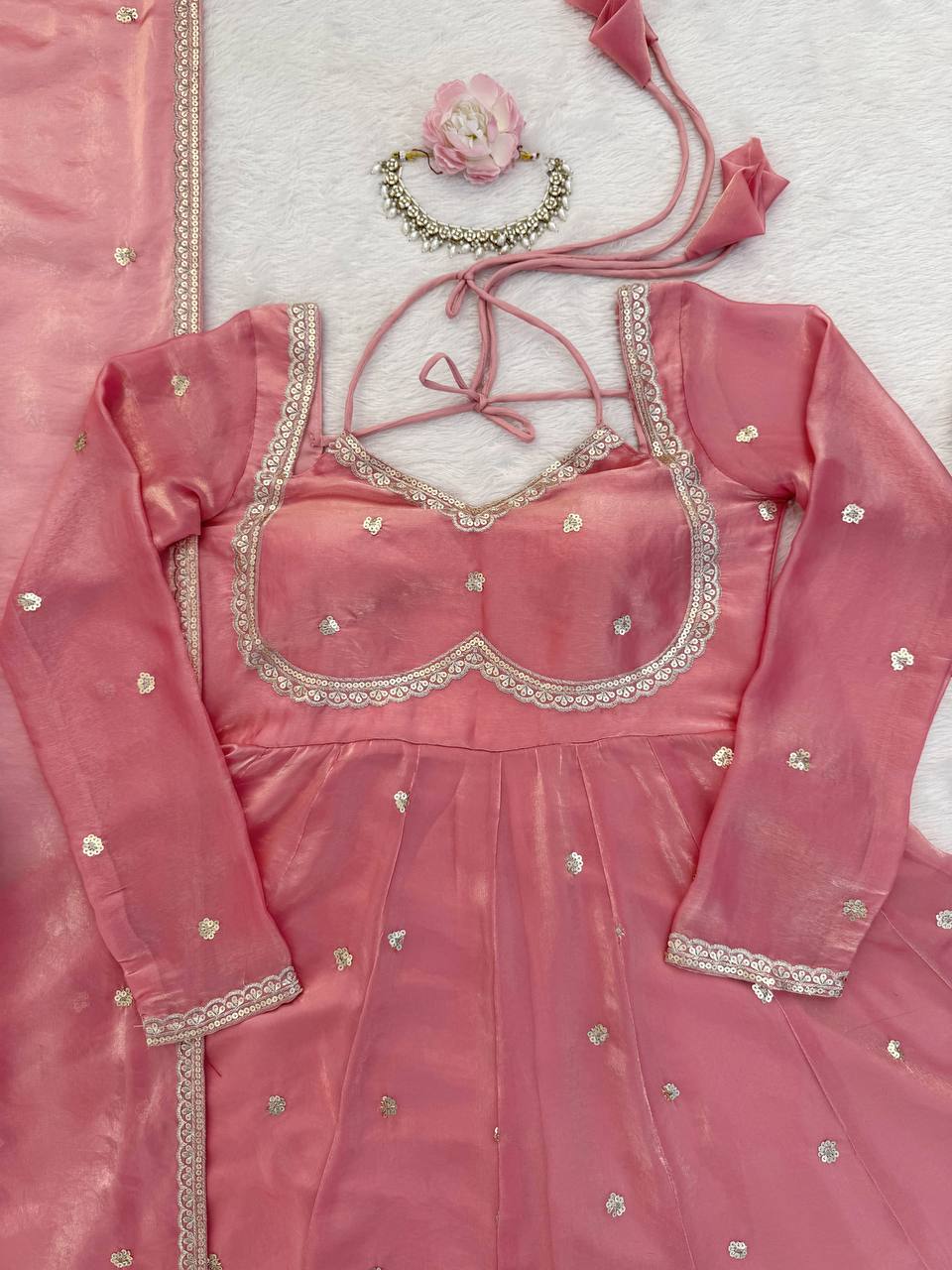Glamorous Pink Ethnic Embroidered Anarkali Suit