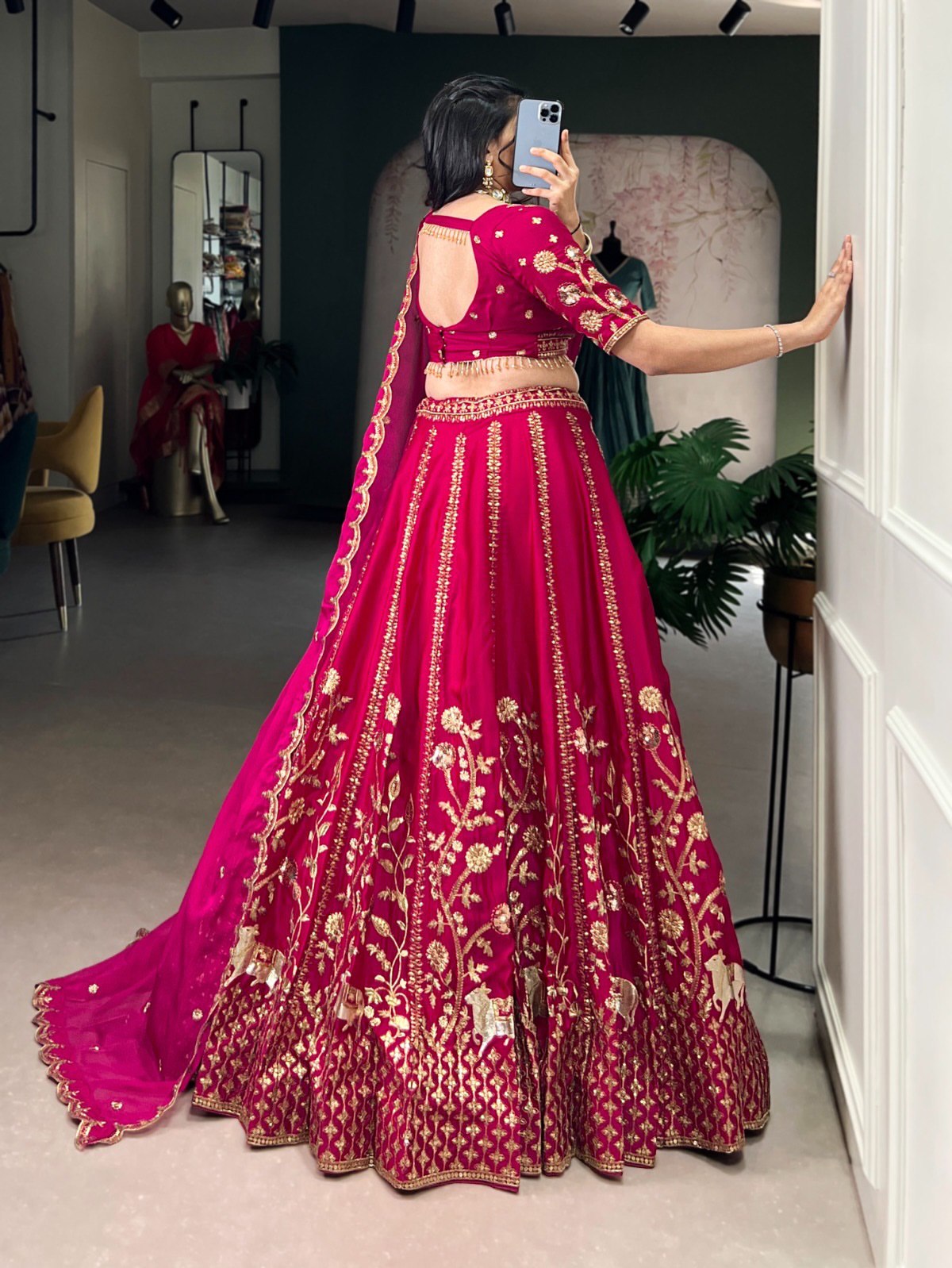 Pink Embroidered Fully Stitched Lehenga Set