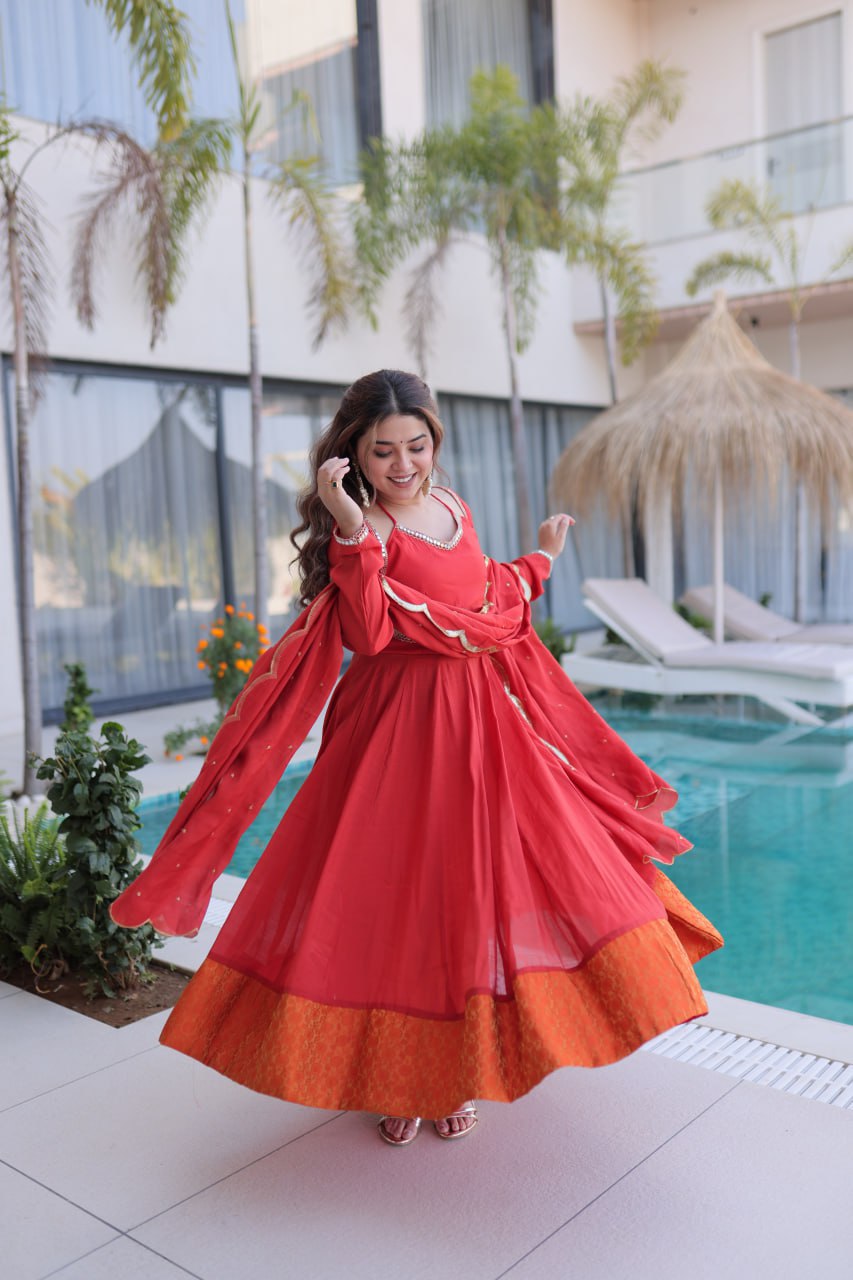 Beautiful Mul Chanderi Silk Anarkali Suit Set