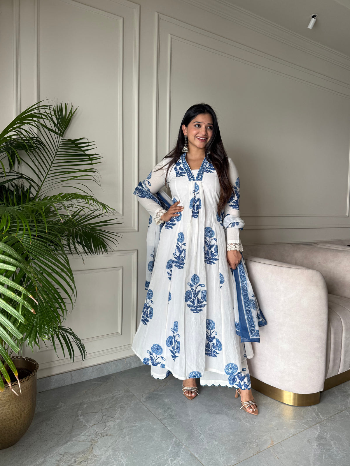 Pure Cotton Anarkali Suit Set
