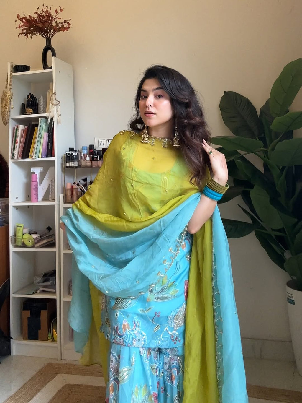 Beautiful Sky Blue Sharara Suit Set