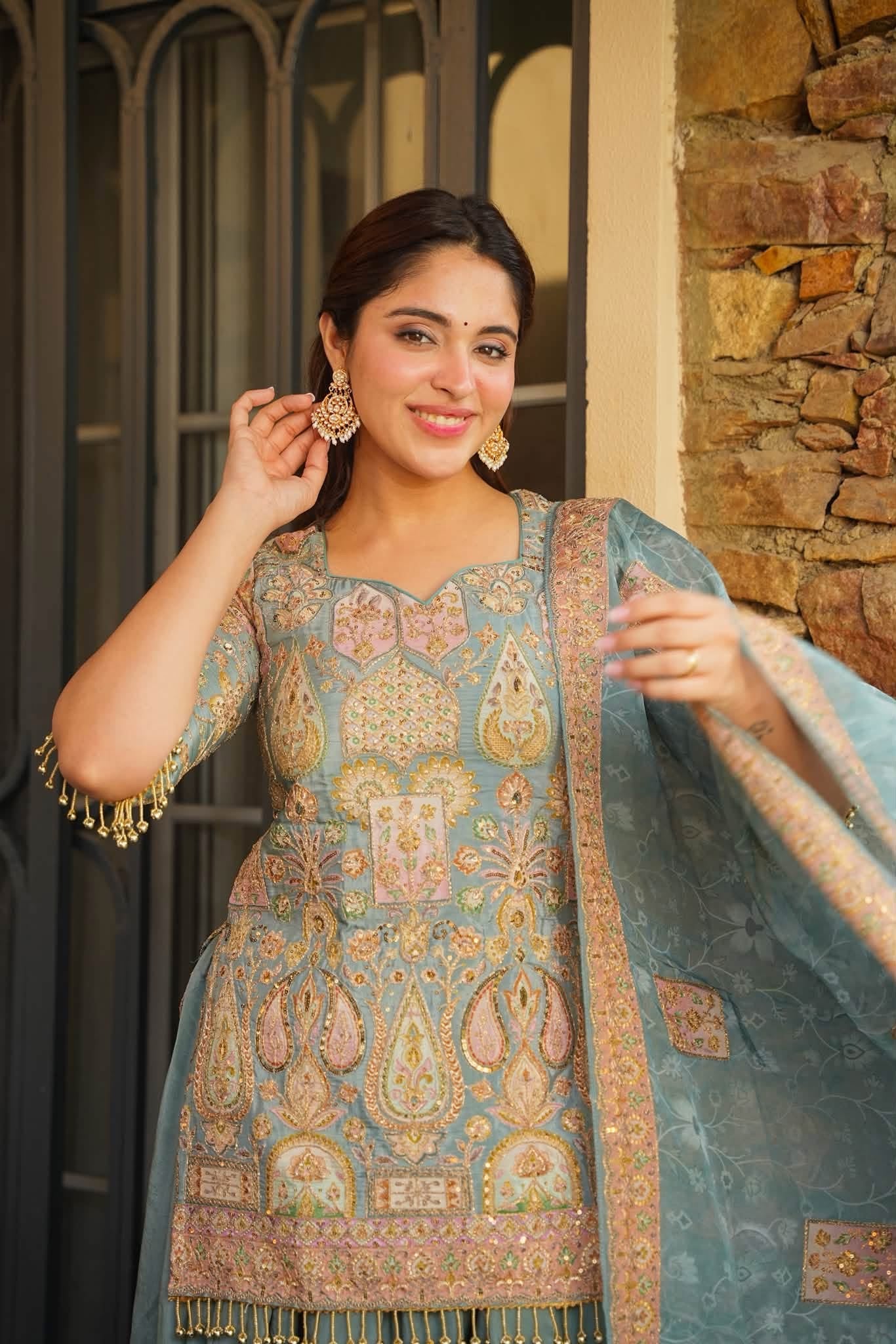 Heavy Embroidered Sharara Set