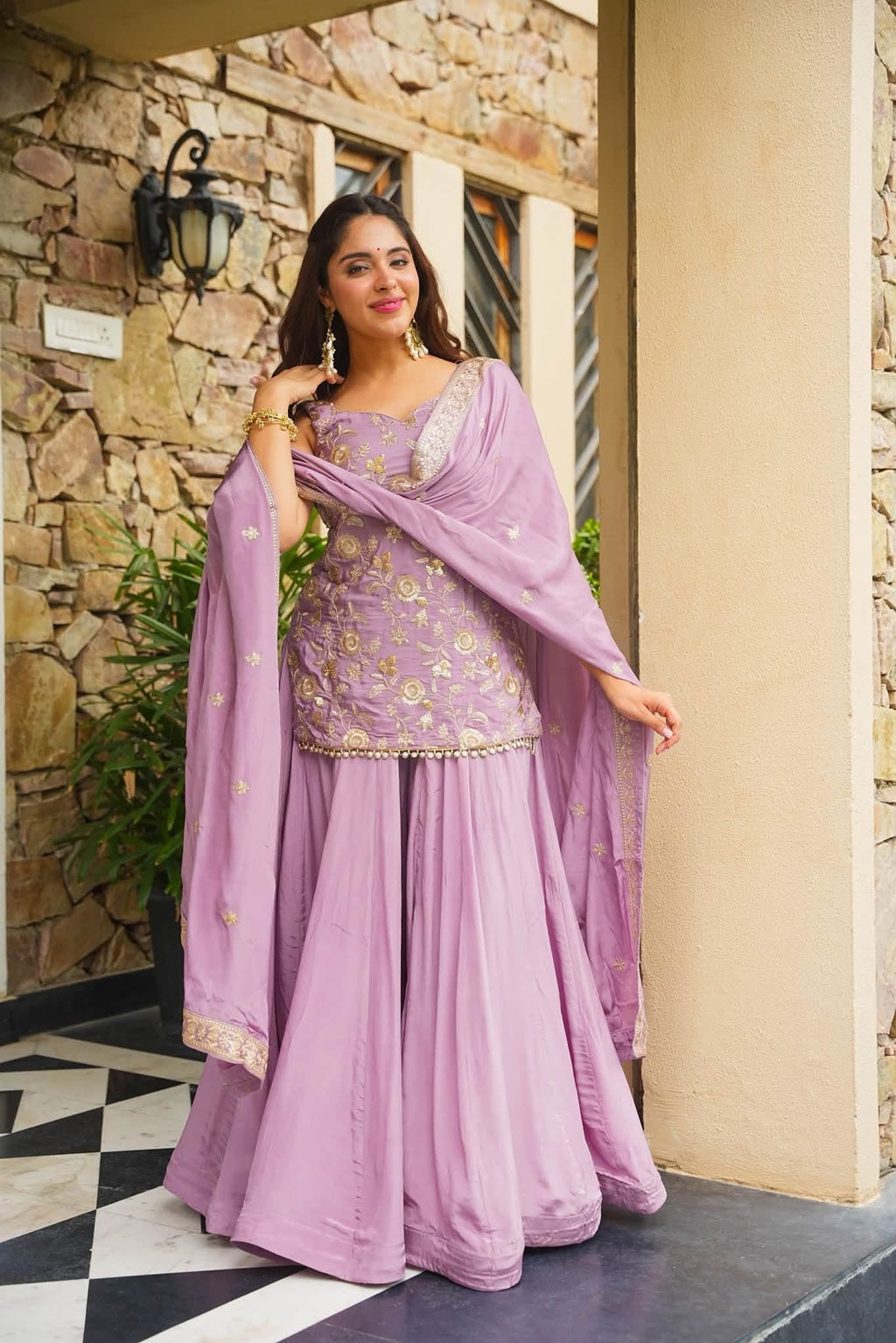 Beautiful Embroidered Sharara Suit Set
