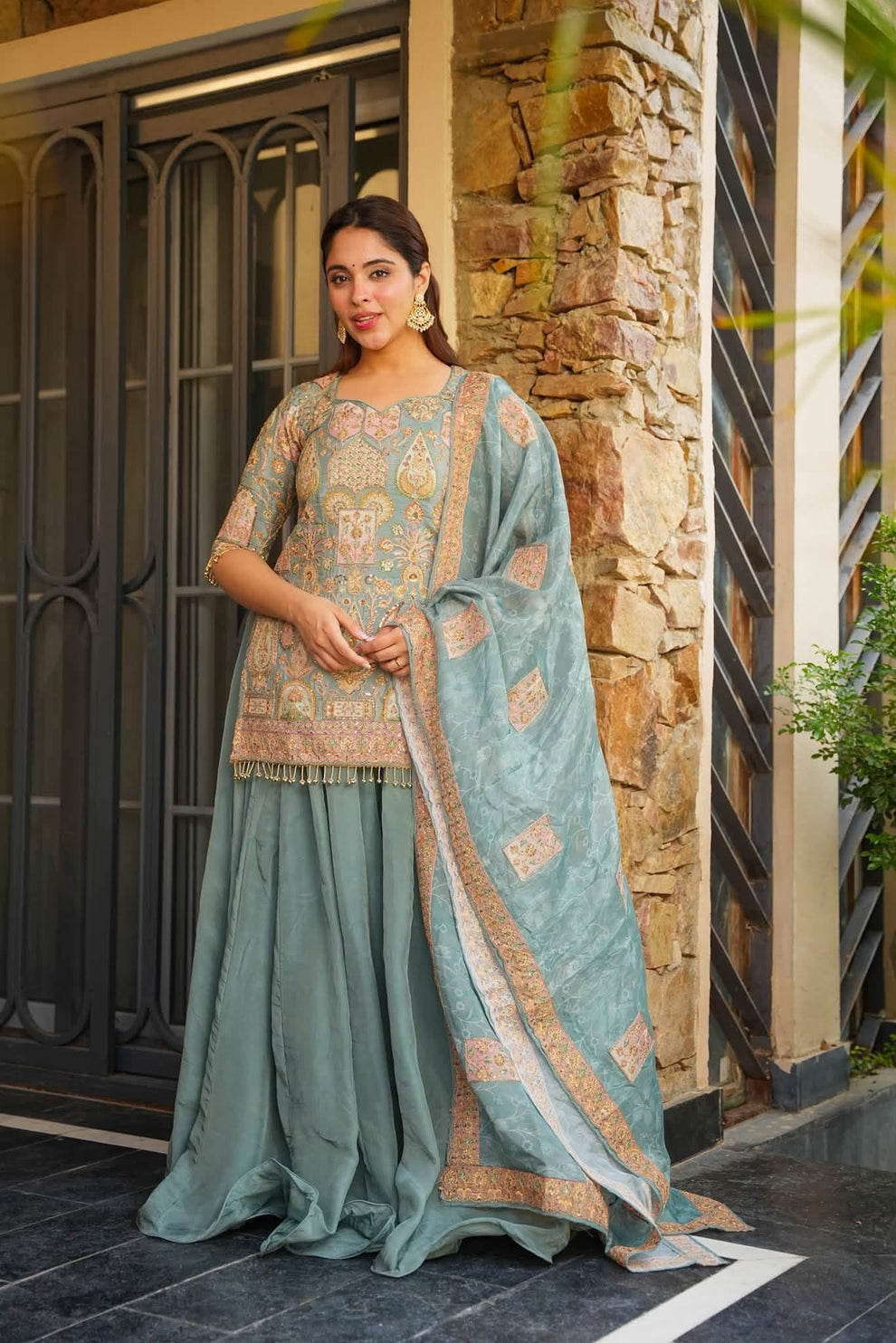 Heavy Embroidered Sharara Set